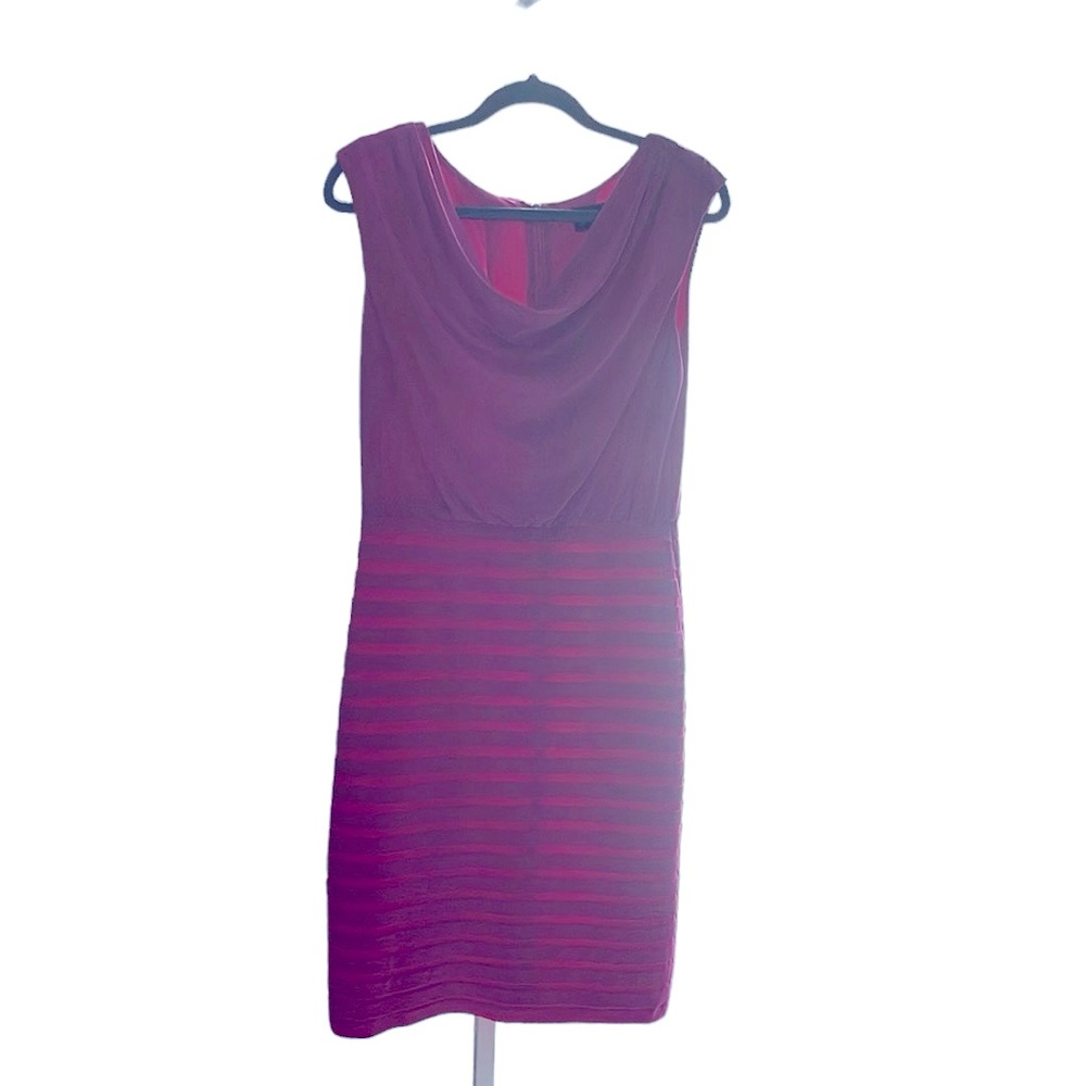 Adriana Papell Barbiepink special occasiondress, draped neckline, back zip,sz10